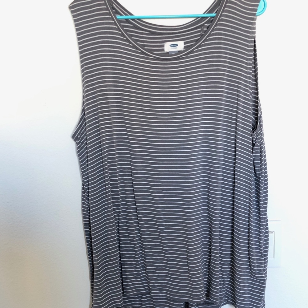 Gray and White striped tank